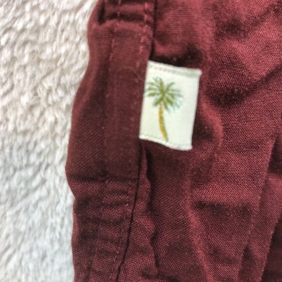 Island Shores Mens Hawaiian Shirt Sz 3XL Palm Print Burgundy Short Sleeve Casual - Picture 10 of 12